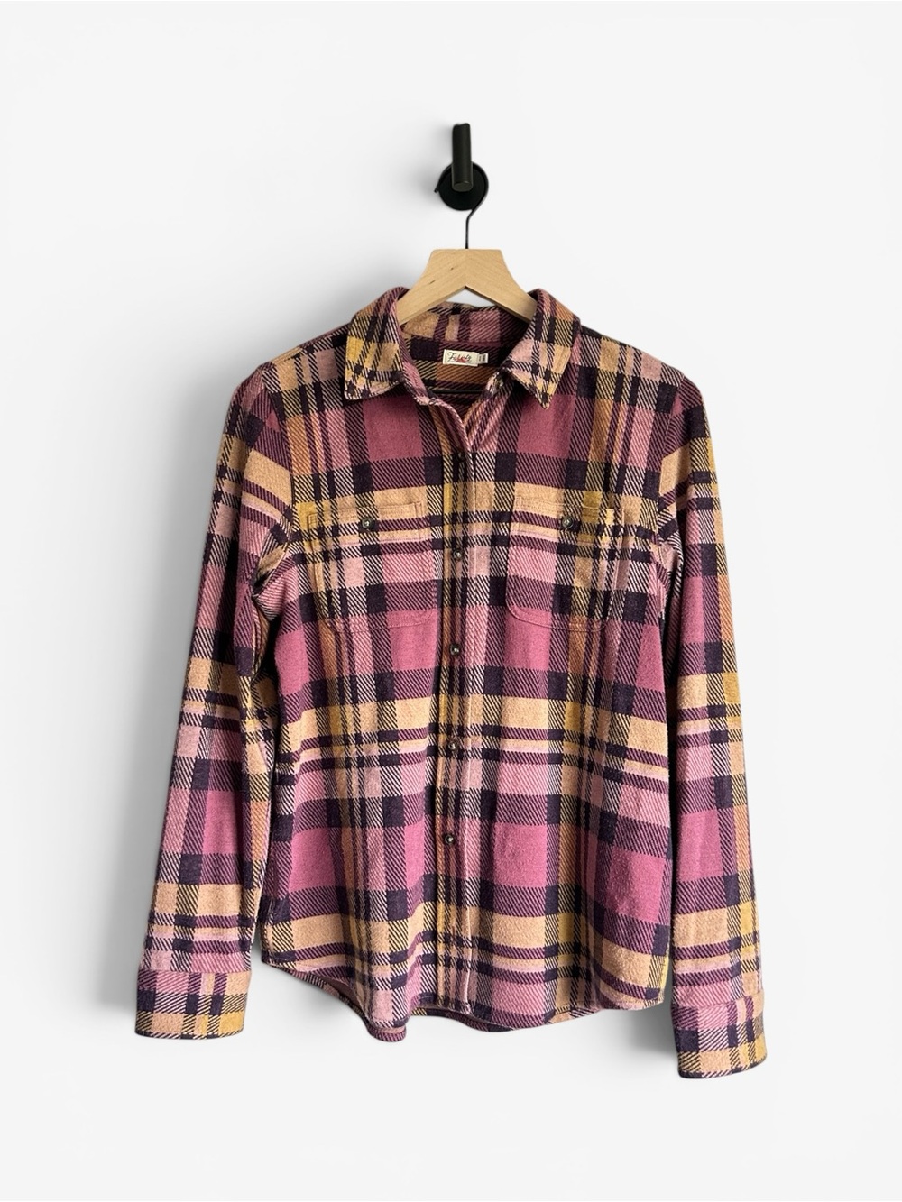 Faherty Womens Legend Flannel Plaid Button Down Shirt Size Medium Pink Orange